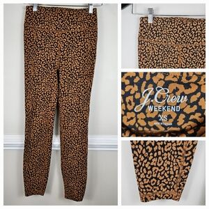 J Crew Weekend Women's XS Cheetah Leopard Print Leggings Black Tan Orange A1508